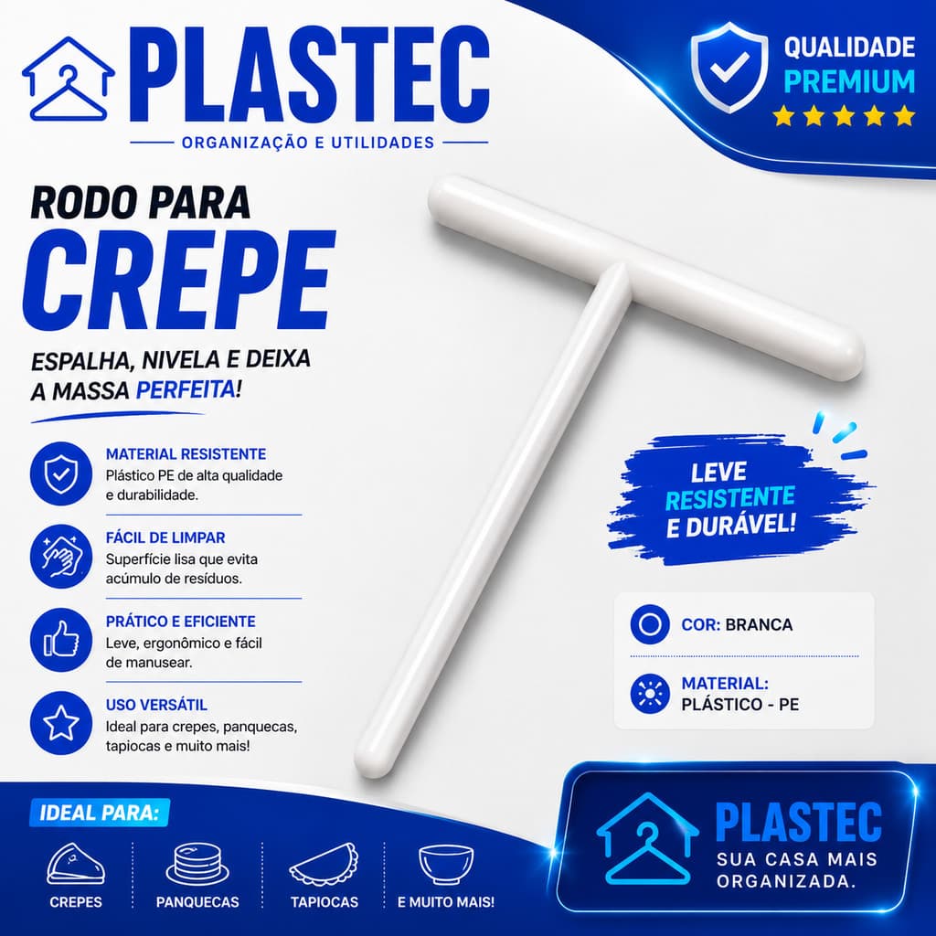 Rodinho para Crepe Francês Circular  Ideal para crepes, panquecas e tapiocas