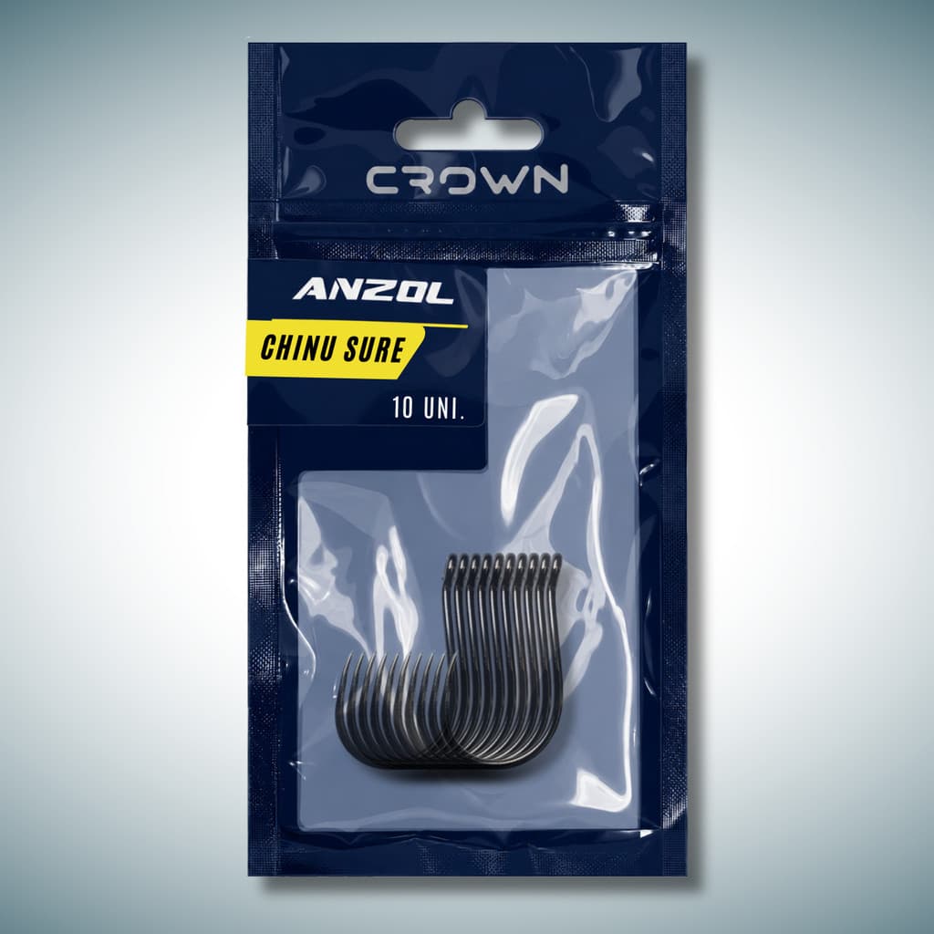 Anzol Crown Chinu Sure Black  10 unds Aço Sem Farpa Tamanho 4 a 12