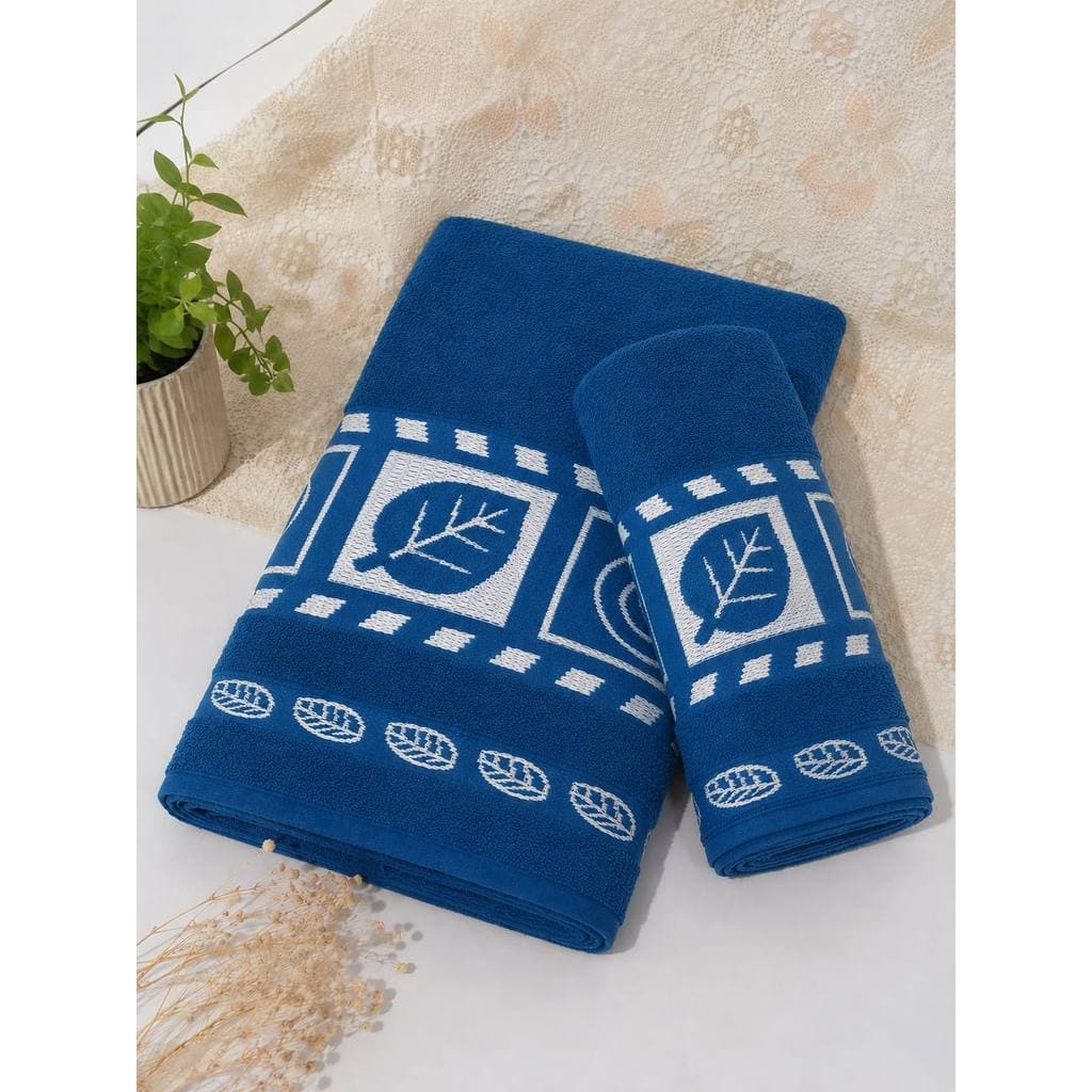 KIT 2 TOALHAS JASMIM 1 BANHO + 1 ROSTO AZUL