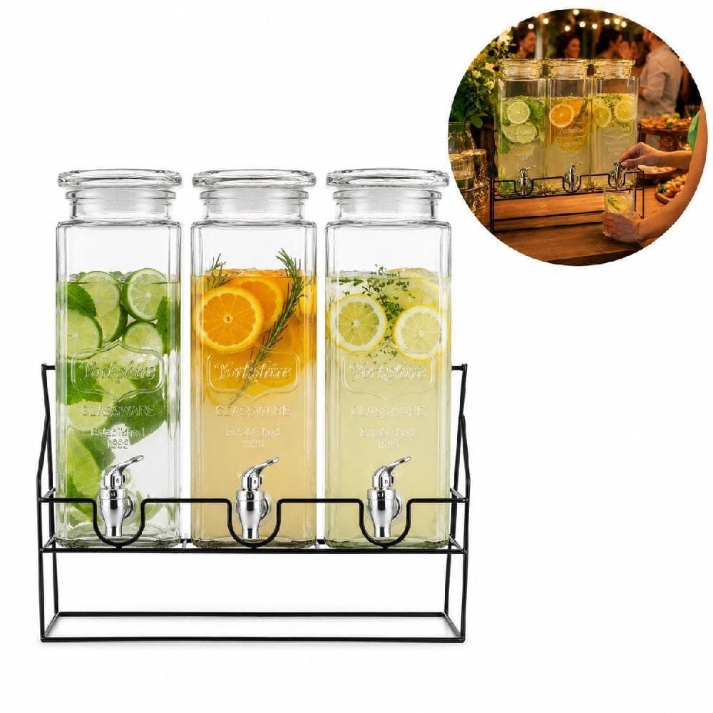 Suqueira de Vidro Tripla para Sucos Água e Drinks