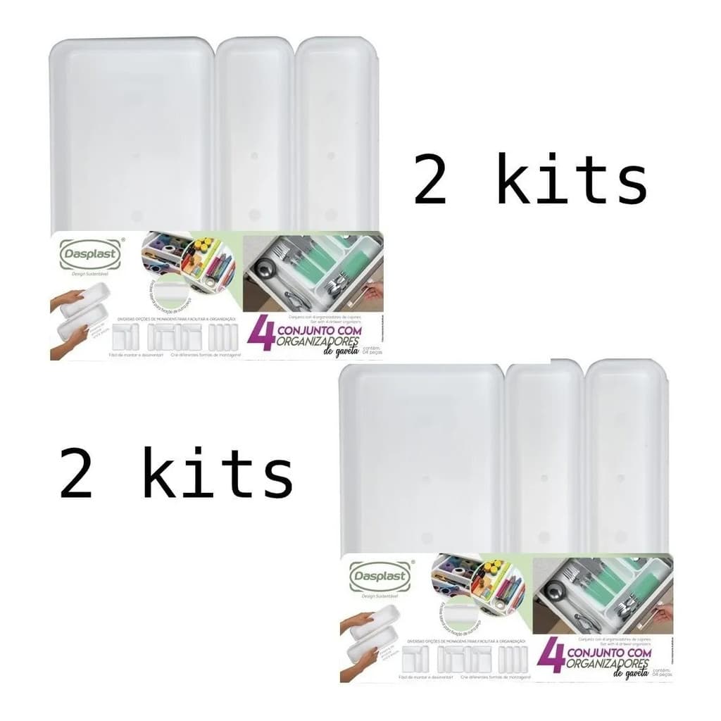 Kit 8 Organizador Gavetas Divisor Porta Talheres Cozinha Top 0800x2
