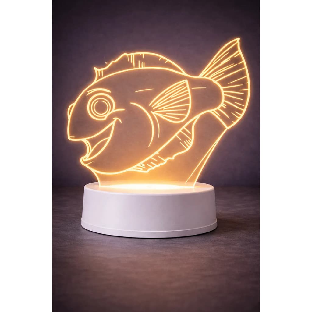 Luminária Acrílico Peixinho Decoração Temática Fundo Do Mar Preto