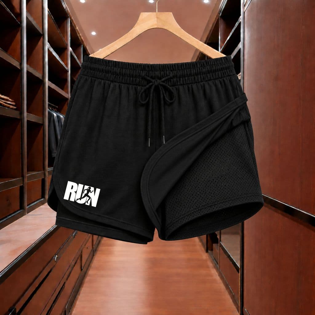 Shorts Bermuda 2 em 1 Para Academia Short Duplo Compreensão Fitness Bermuda Academia RUN Feminino