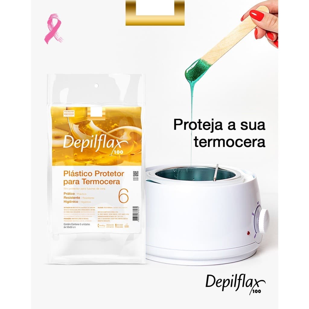 REFIL Plástico Protetor Para Termocera Depilflax 50x50 6 Unidades