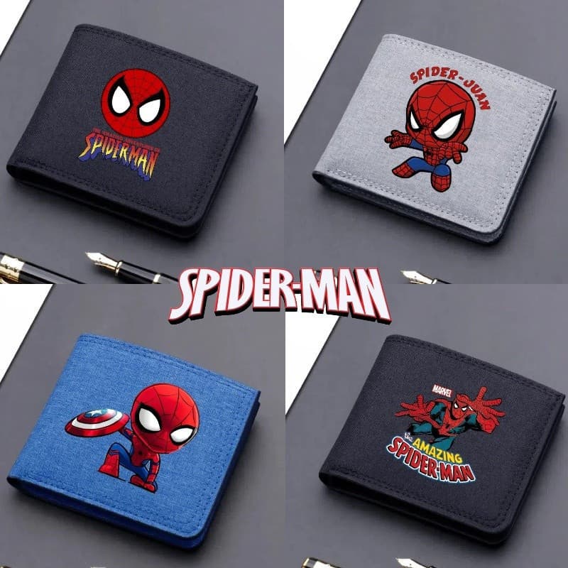 Carteira dobrável portátil do Homem-Aranha com zíper, adequada para guardar moedas e cartões bancários.   Q5K2 EXMC