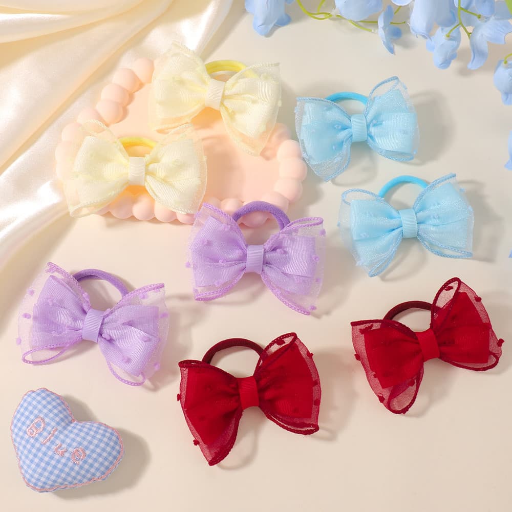 2 Pçs Crianças Colorido Arco Faixas De Cabelo Fita Scrunchie Para Meninas Elástico Laço Cabeça Corda Acessórios O