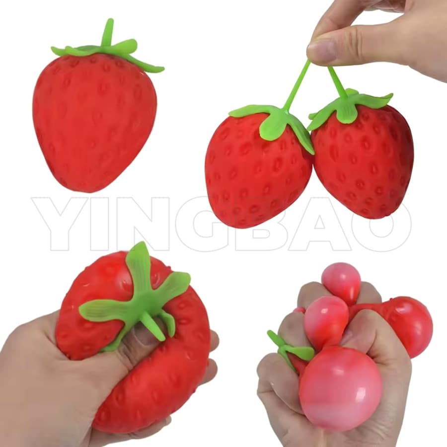3 Pçs Morango Squeeze Bola Brinquedo Mole Kawaii Squishies Fidget Frutas Legumes Macio Presente De Aniversário