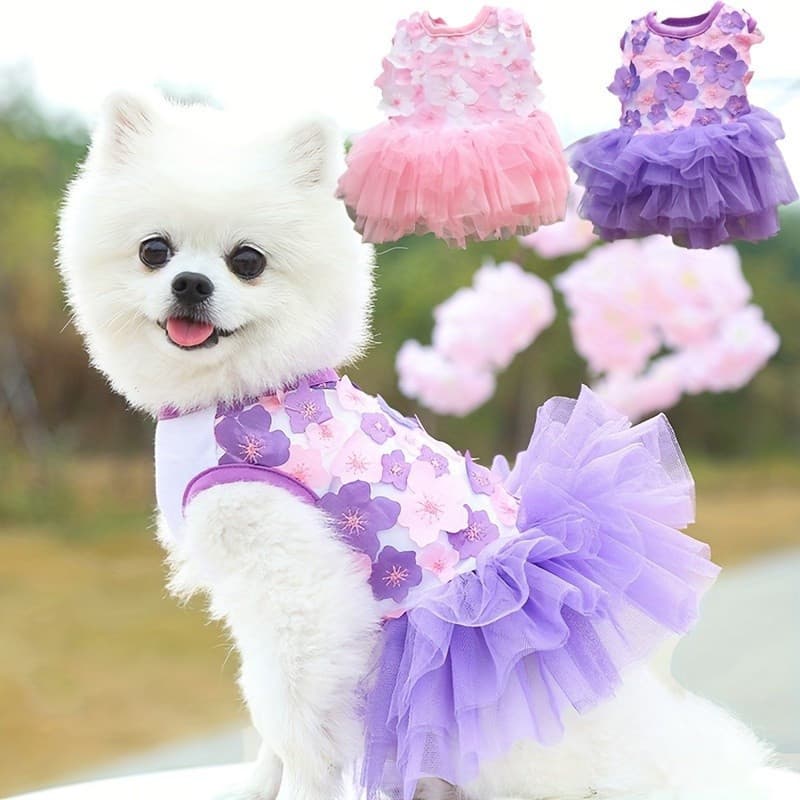 Saia de Flor de Pêssego para Cão de Estimação