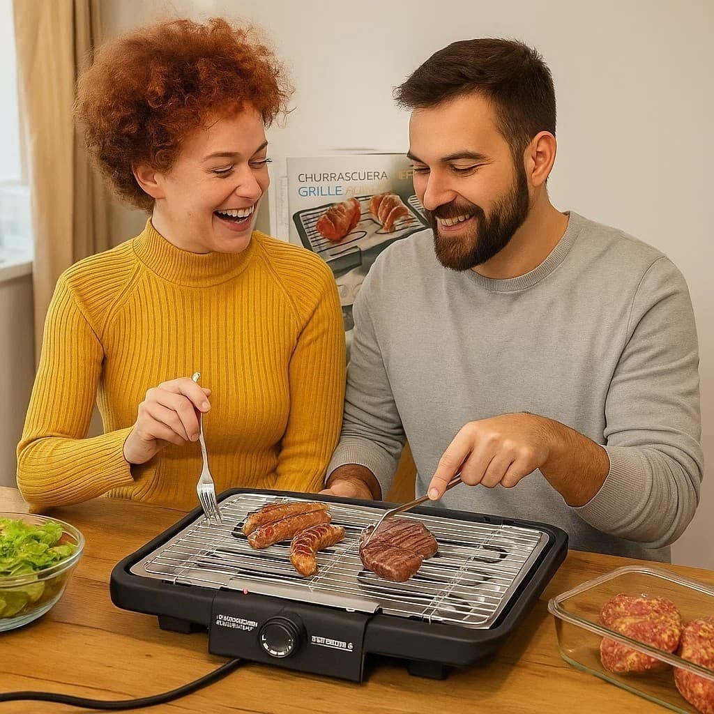 Churrasqueira Elétrica Grill Grelha Preta Sem Fumaça para Carnes