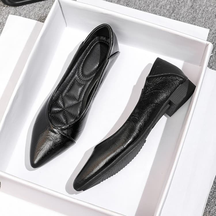 Sapatos femininos 2026, rasos, planos, confortáveis, macios, sapatos profissionais para entrevistas, couro macio, bico f