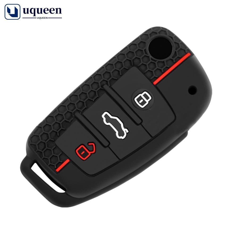 Capa protetora de silicone para chave de carro UQUEEN com 3 botões, adequada para Audi A1 A3 A6 C5 C6 Q3 Q2 Q7 R8 S3 S6