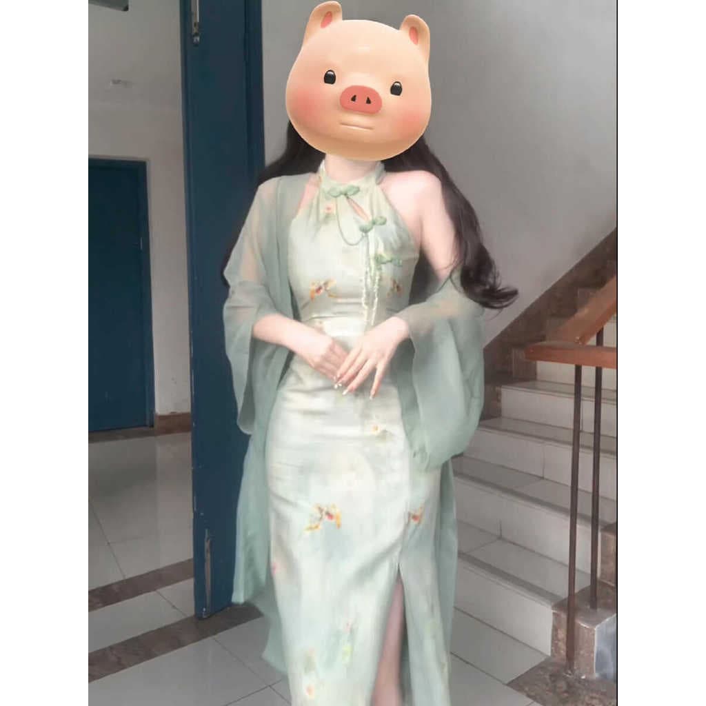 Estilo chinês Chiffon verde protetor solar camisa feminina verão novo estilo chinês estilo fino combinando Cheongsam sai