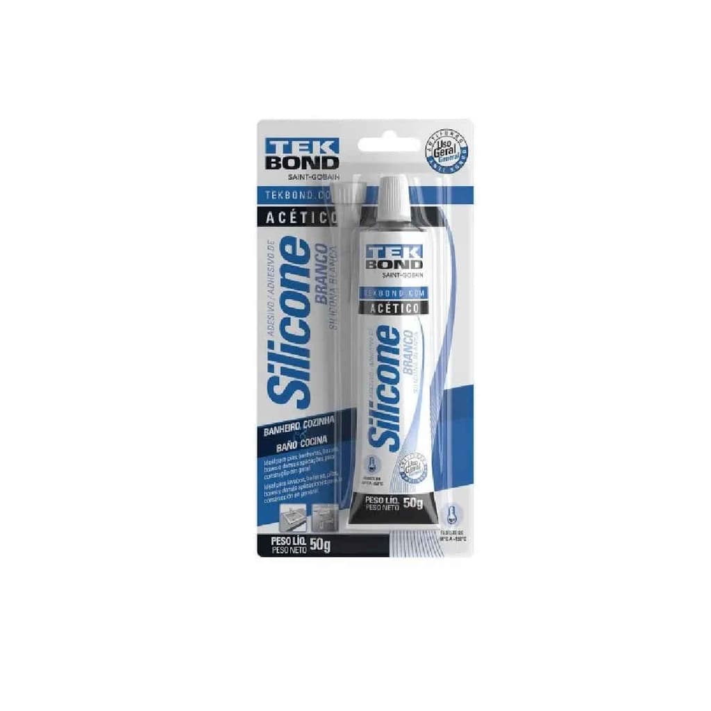 Adesivo de Silicone Acetico 50g Branco Blister