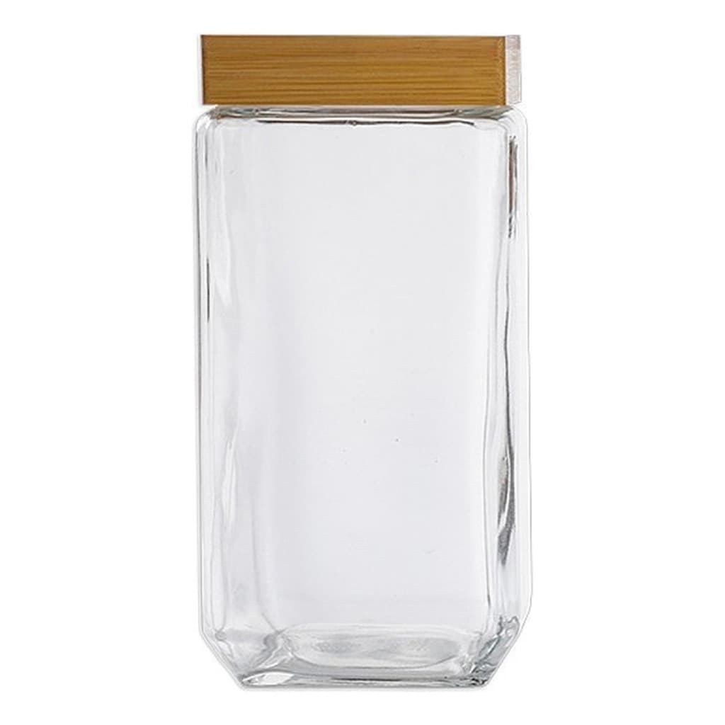 Pote Vidro Com a Tampa Em Bambu 2160ml Bolacha Biscoito e Mantimentos