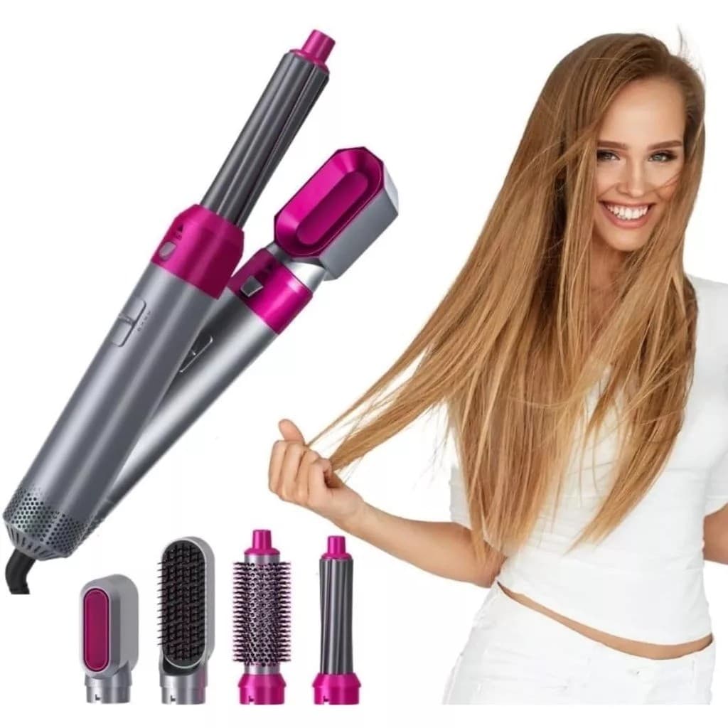 Escova 5 em 1, Secador, Chapinha e Modeladora de Cachos 220v