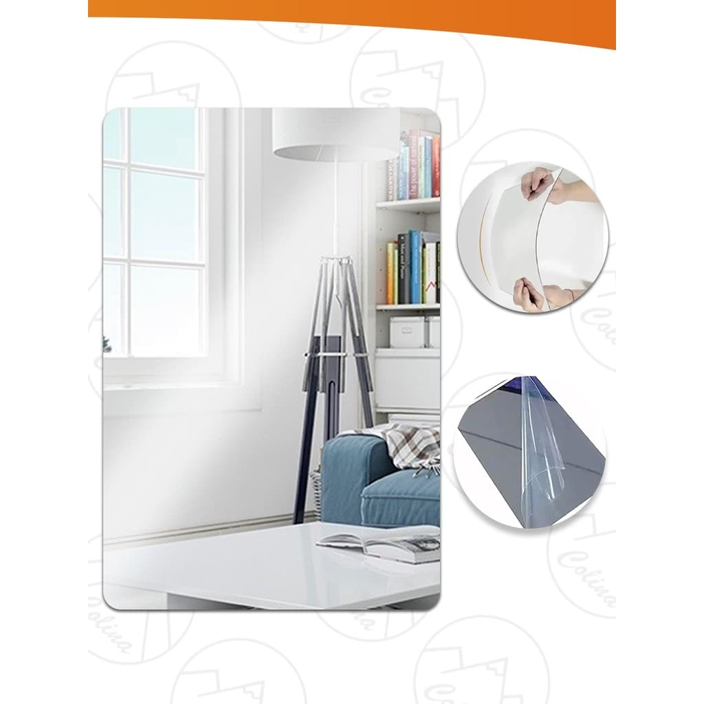 Espelho Adesivo Acrílico 20x30 Retangular Arredondado Sala Banheiro Decorativo  Nano Shop