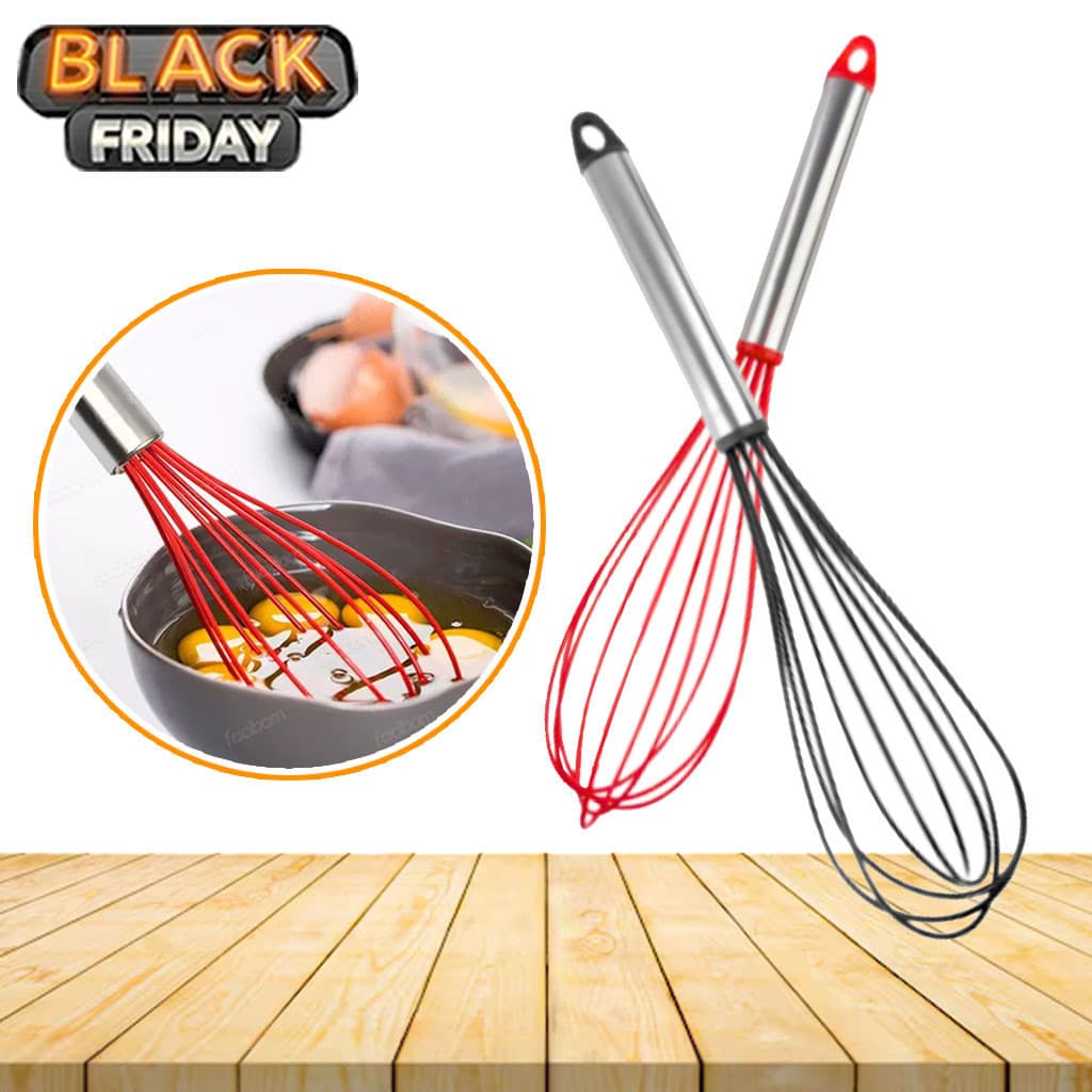Batedor de Claras Fuet de Silicone e Aço Inox - Perfeito para sua Cozinha!