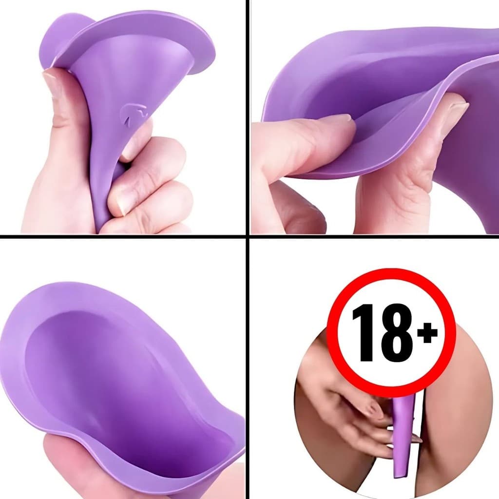 Funil Urinário Feminino de Silicone Reutilizável Portátil Compacto Higiênico