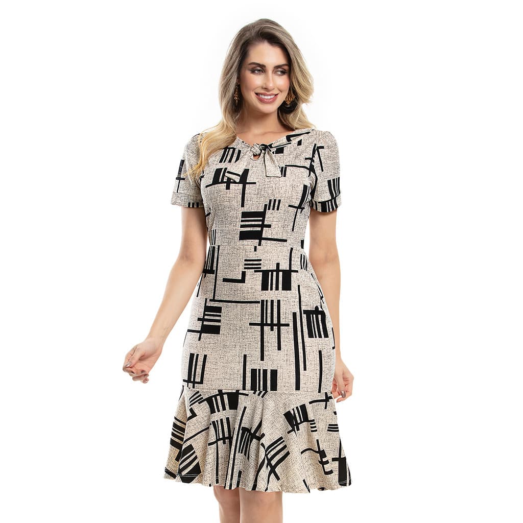 Vestido Clássico em Jersey Acetinado