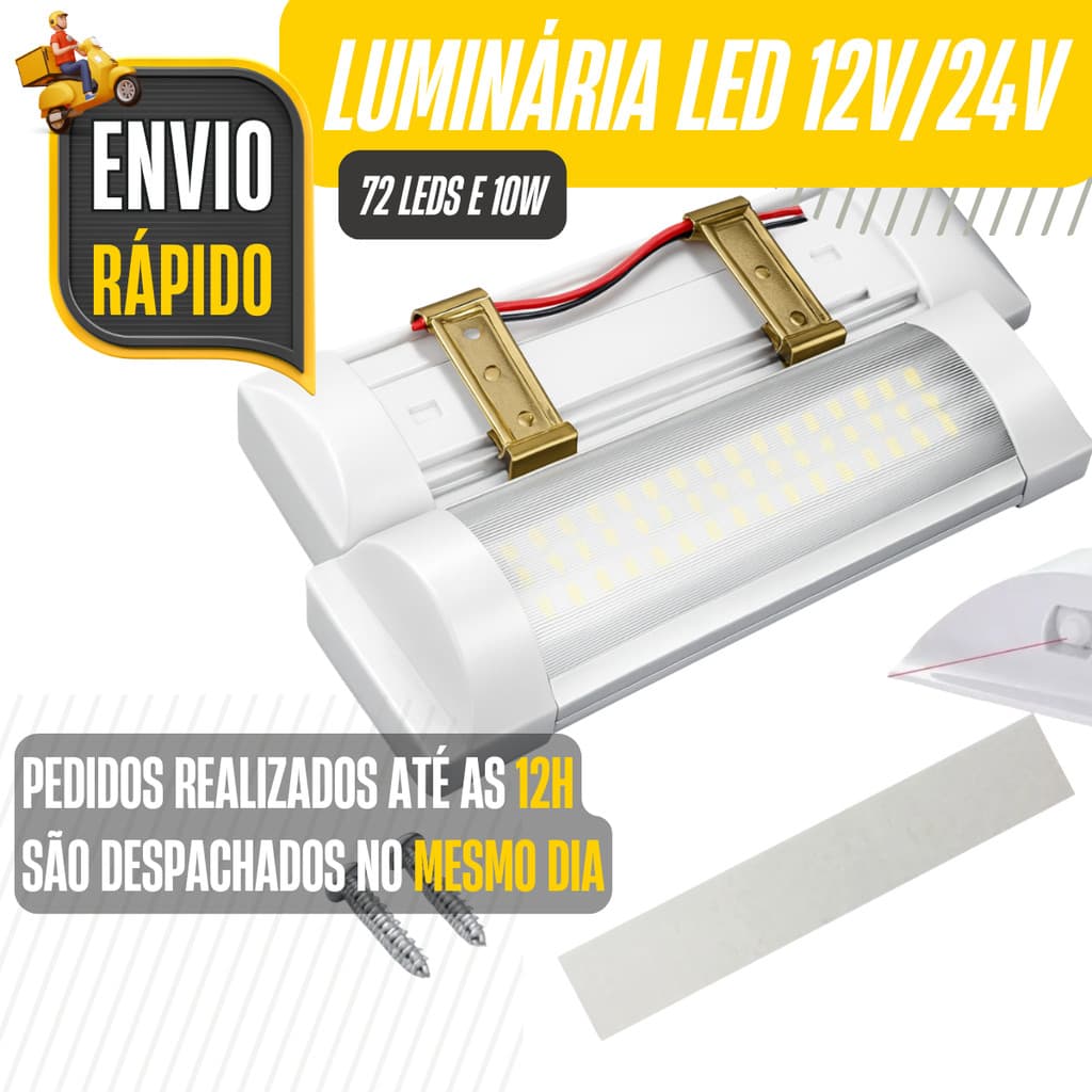Luminária Baú Caminhão Carreta Carro Led Bi-volt 12v/24v