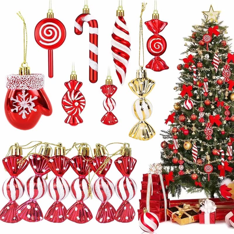6 Pçs Natal Lcicle Pirulito Pingente Decoração Da Árvore De DIY Ornamentos Doces Presentes De Ano Novo