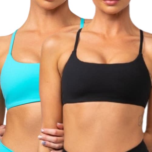 Kit 2 Tops Academia Fitness Casual Duplo Alça Fina Zero Transparência Suplex