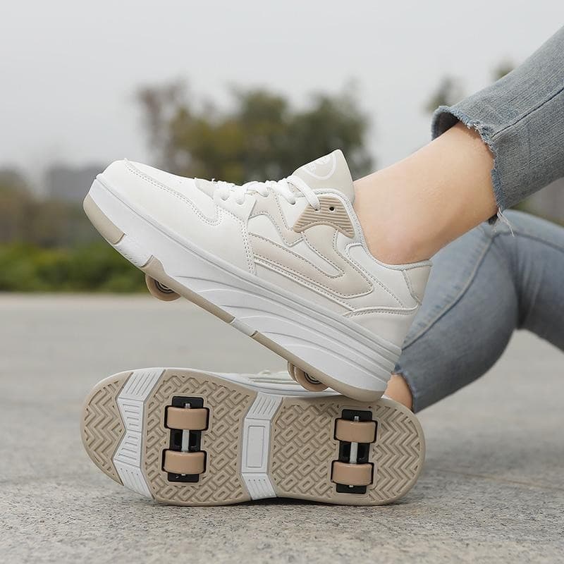 Patins de Quatro Rodas Destacáveis para Jovens e Adultos, Sapatos de Patins com Rodas Não Luminosas