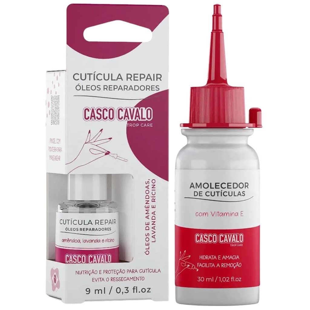 Kit 1 Óleo Para Cutícula 9ml + 1 Amolecedor De Cutículas 30ml Casco Cavalo