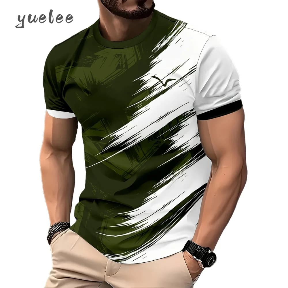 Casual Simples 3D Gráfico Camiseta Masculina Nova Respirável Manga Curta Moda Oversized Masculino Topos Roupas Masculina