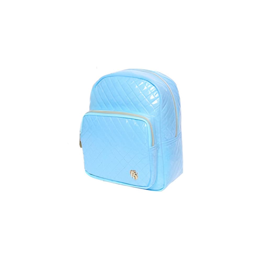 Mochila de Costas Feminina Brilhosa Glitter Azul Ideal