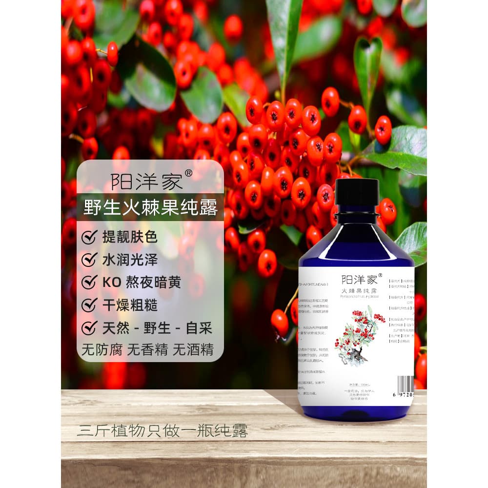 Ya Yangyang's Wild Fire Thorn Fruit Pure Dew 520ml Hidratante Iluminando Mesmo Tom de Pele Hidratante Dull Pequenos Manc