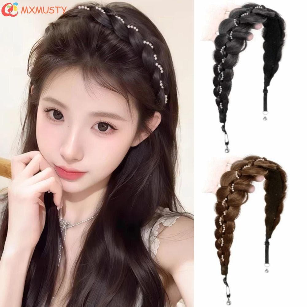MXMUSTYZA Peruca Tranças Laço De Cabelo , Argola De Cabeça Moda Ajustável Rabo De Peixe Trança Tiara , Longa