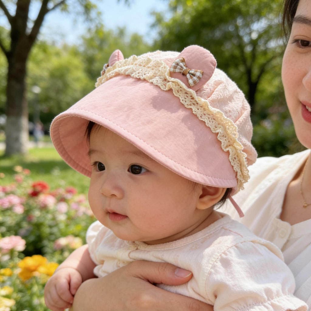 Chapéu de bebê estilo primavera 2 a 12 meses verão estilo fino bebê menina bonito princesa chapéu pequeno mês chaminé po