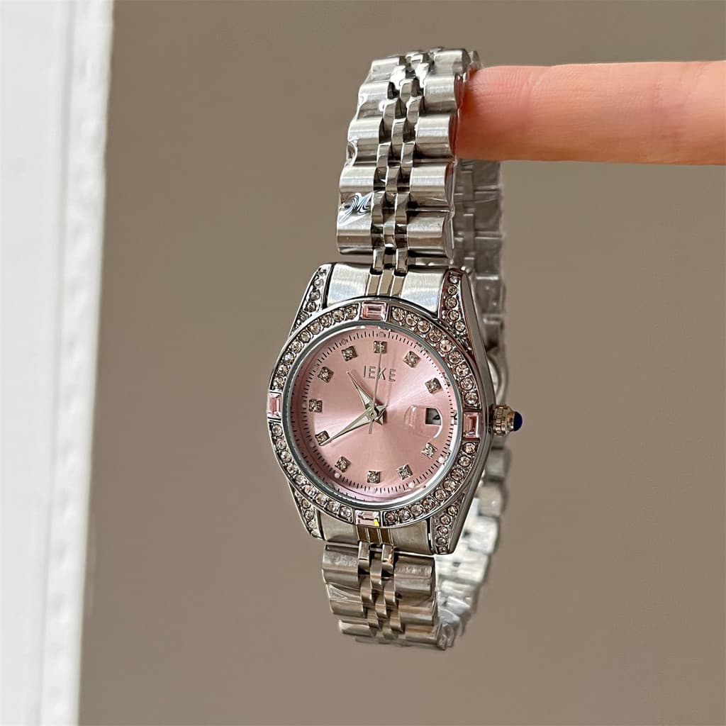 Gypsophila diamante-cravejado moda requintado pulseira de aço relógio de quartzo luz luxo High-End na moda La