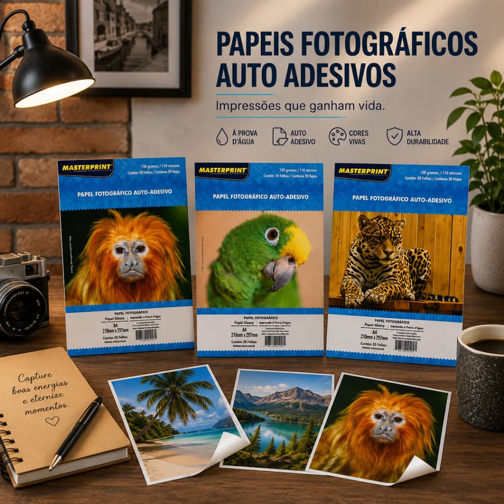 Papel Fotográfico Adesivo Glossy A4 Branco  Variedades Gramaturas 80g 115g 130g A Prova D' Água Para Personalização.