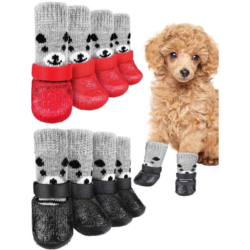 Sapatos para Cães, Meias para Filhotes, Sapatos e Meias Laváveis para Animais de Estimação, Sola de Plástico Tricotada,