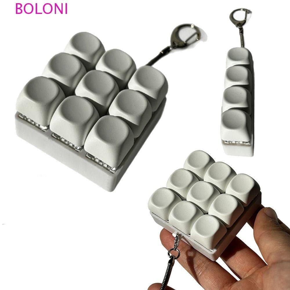 BOLONI Teclado Brinquedo Fidget , 4/9 Teclas Removível Dedo Clicker Chaveiro , Botão DIY Brinquedos