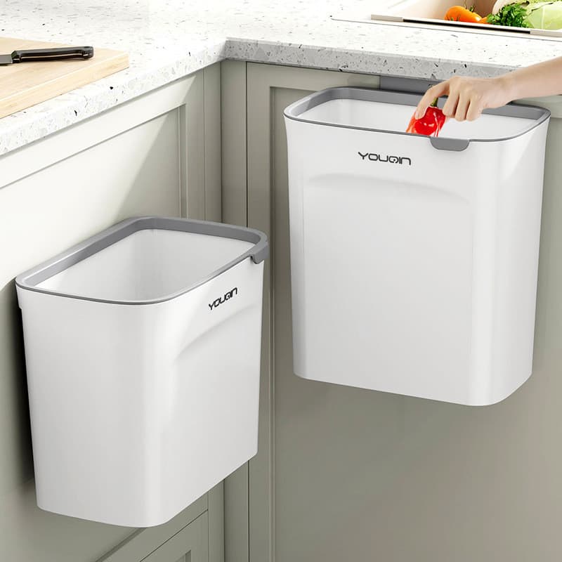 Novo estilo de cozinha montado na parede, vaso sanitário doméstico com tampa, cesta de papel para sala de estar, resíduo