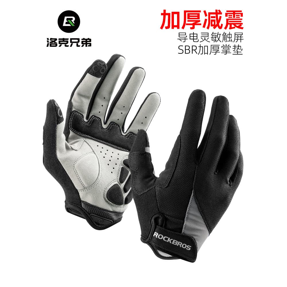Rock irmãos luvas de ciclismo primavera outono inverno protetor solar dedo longo tela toque dedo cheio motocicleta bicic