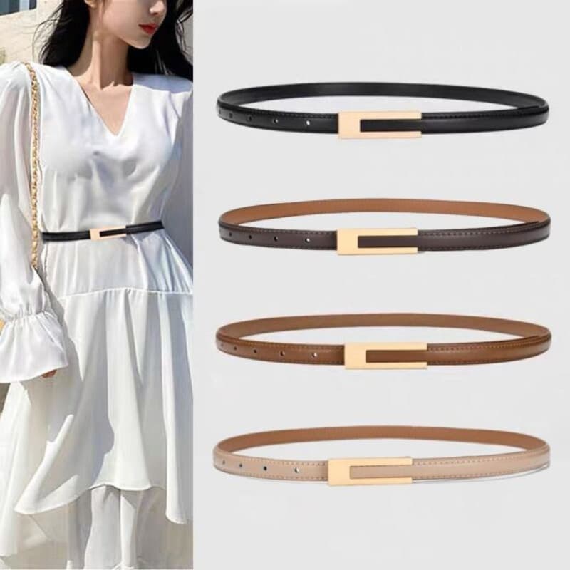 Cinto Coreano Fashionable Leather Thin Waist Metal Acessórios Básico Para Mulheres Casual Poroso Ajustável Moda Feminina