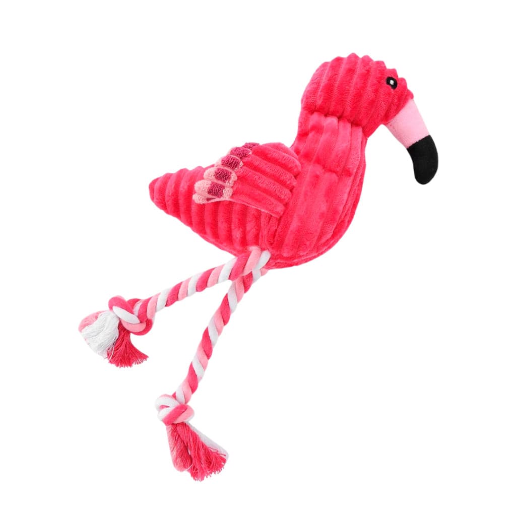 Brinquedo Mordedor Pelúcia Flamingo Para Cães E Gatos Com Corda Resistente Interativo Pet Kit 1 2 Ou 3 Unid