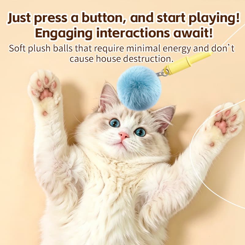 Novo brinquedo elétrico para gatos com lançador ejetável e reciclável, bastão automático para estimular os gatinhos a ga