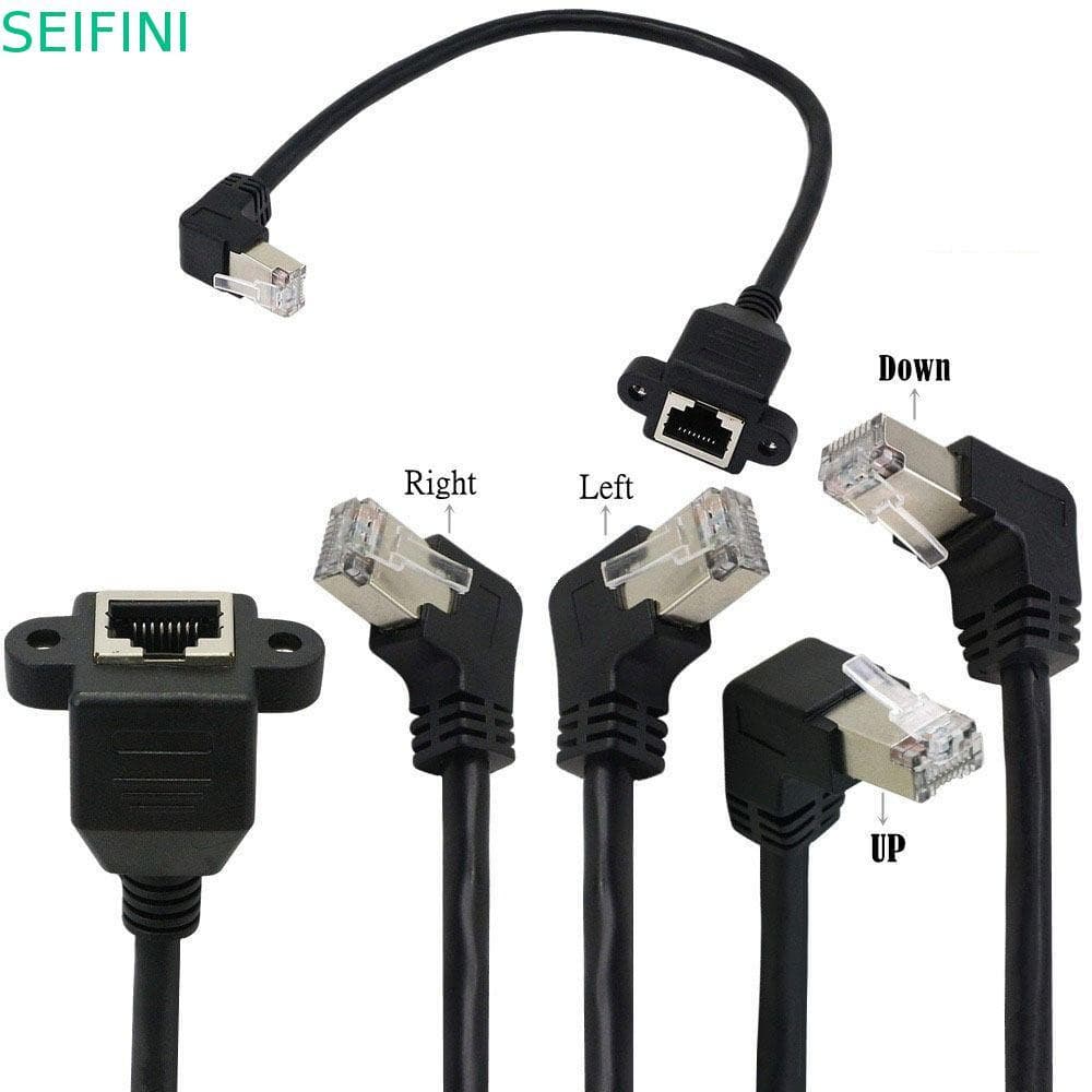 Cabo SEIFINI RJ45 Ângulos Múltiplos Cinco Categorias Macho Para Fêmea 8Pin RJ45 Fio De Rede LAN De 90 Graus