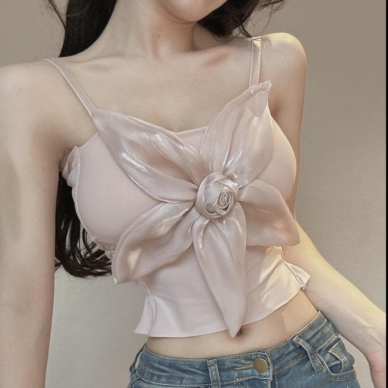 Estilo curto francês com almofada no peito celebridade temperamento perolado tridimensional flor camisola feminina High-