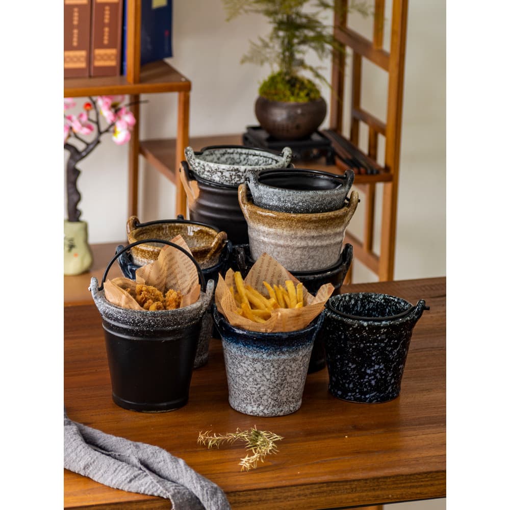 Japonês Retro batatas fritas balde comercial ktv Bar criativo cerâmica Mini balde de gelo frango frito influenciador noi