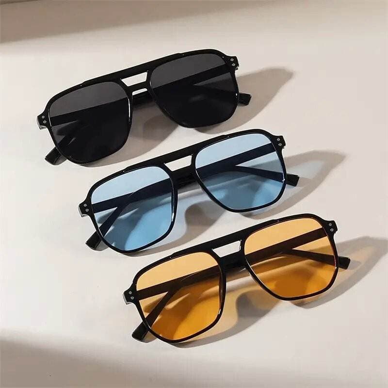 Novo estilo cravejado moda óculos de sol feminino óculos de sol duplo feixe óculos de sol venda quente Retro piloto ócul