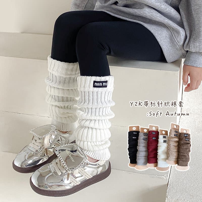 Moonkids roupas infantis meninas meias pilha bezerro capa outono inverno crianças malha miu série malha quente longo tub