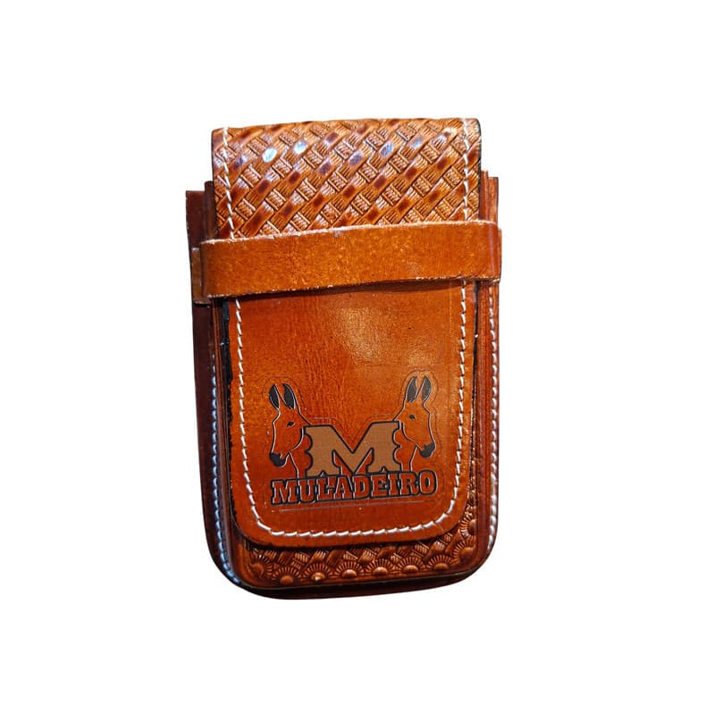 Capa de Celular de Couro Muladeiro - Porta Celular Country com Passador para Cinto