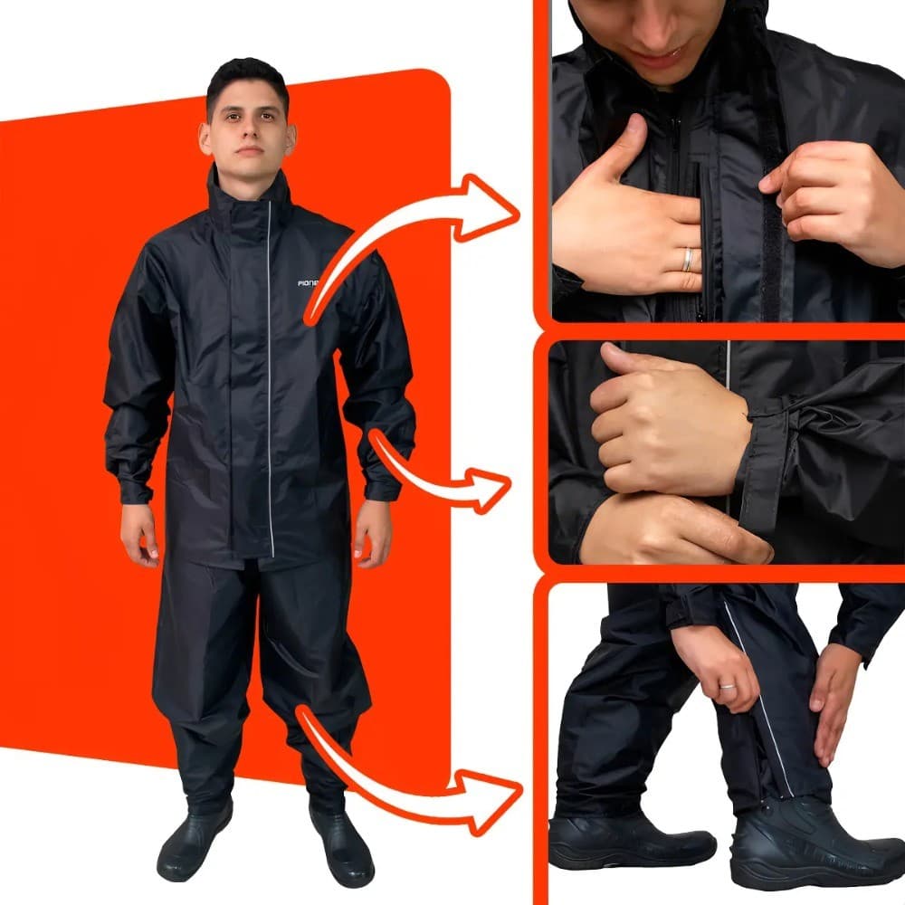 Capa De Chuva Nylon Moto Impermeável Pioneira Com Bolso P