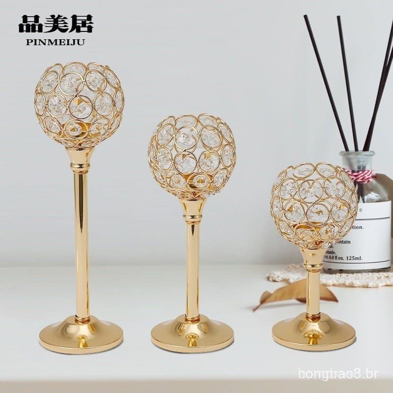 Candelabro De Casamento De 3 Alturas Velas De Chá Dourado De